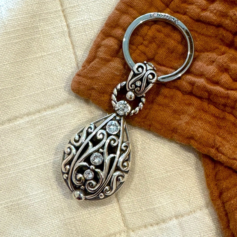 Brighton Silver Key Fob with Crystal Accents